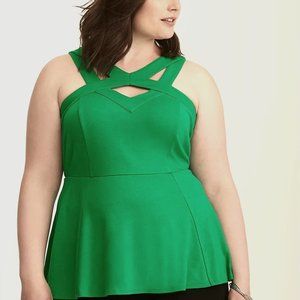 Kelly Green Strappy Peplum Tank